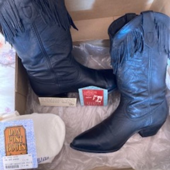 ⭐️ Host Pick ⭐️ Vintage Acme Miss Rodeo USA - Black Fringe Cowgirl Boots-Sz 6.5M - Picture 2 of 16